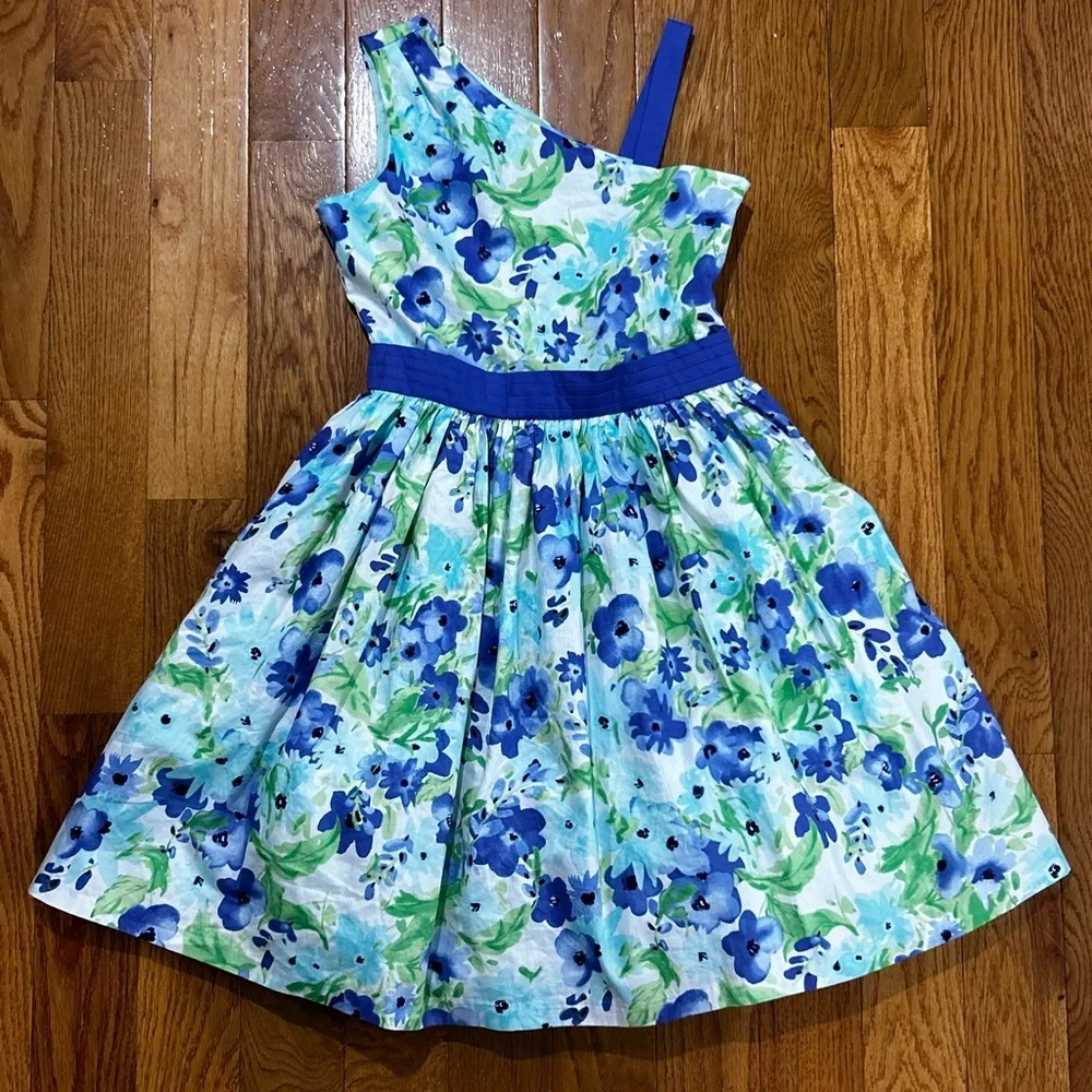 Gymboree Blue/lavender and green Floral dress size 12 NWT